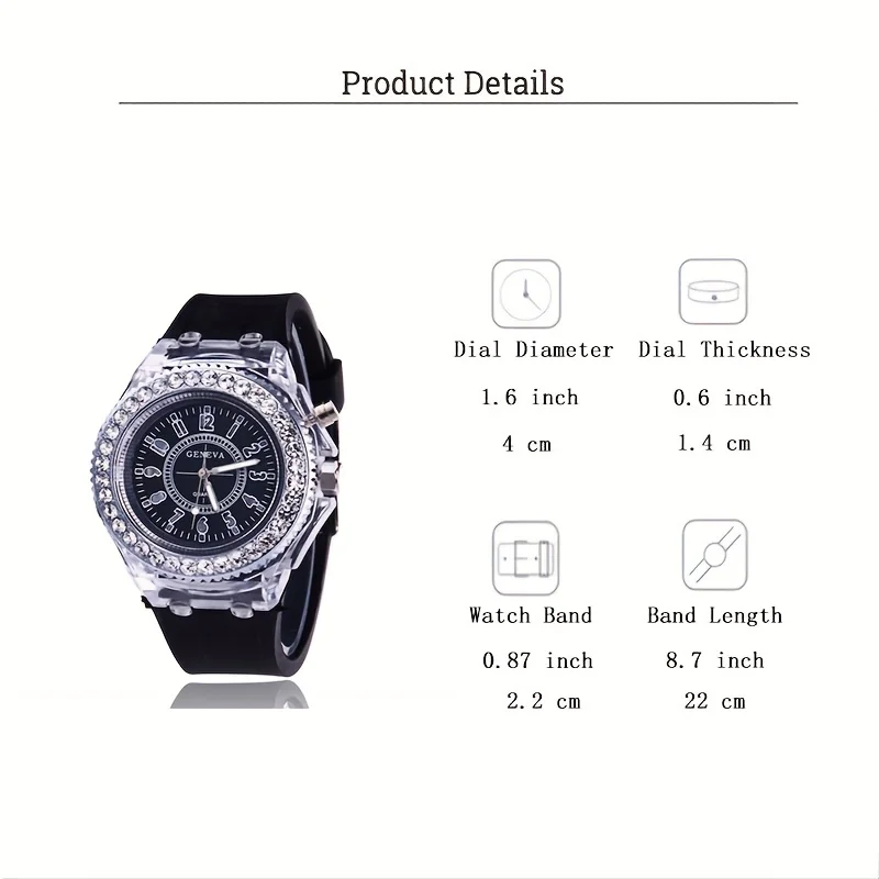 Luminous Electronic Watch For Students, Rhinestone Couple , New Year\'s Gift