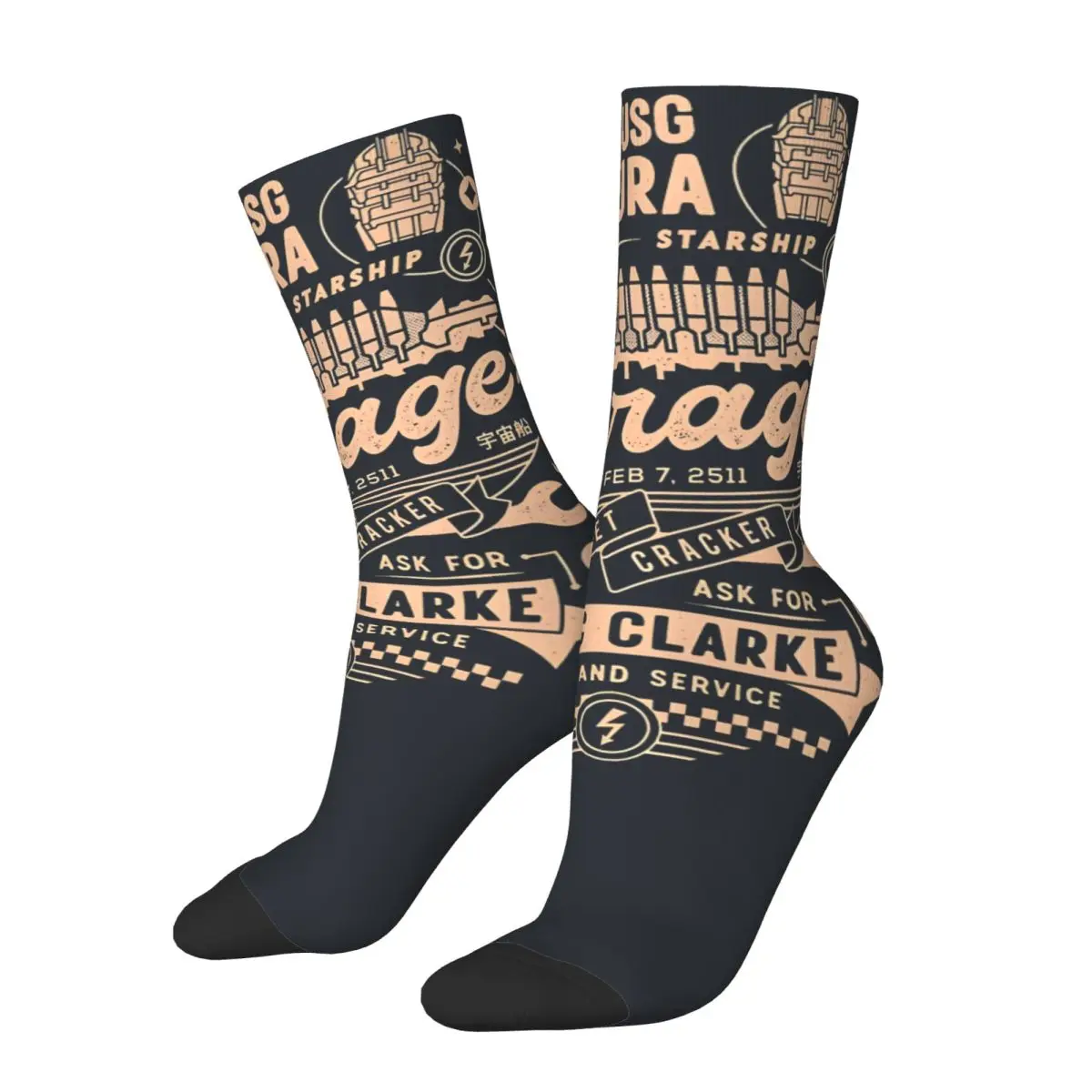 Crazy compression Usg Ishimura Garage Sock for Men Vintage Dead Space Seamless Pattern Crew Sock Casual