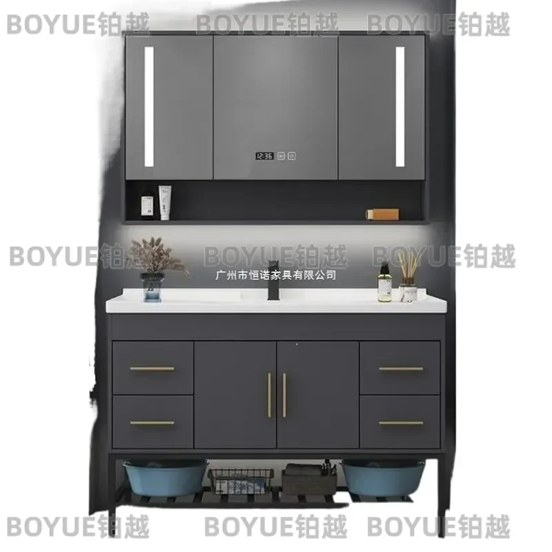 Modern Smart Bathroom Vanity with Integrated Basin Floor Standing Washbasin Cabinet Combo Luxury Toilet Sink Unit for Home