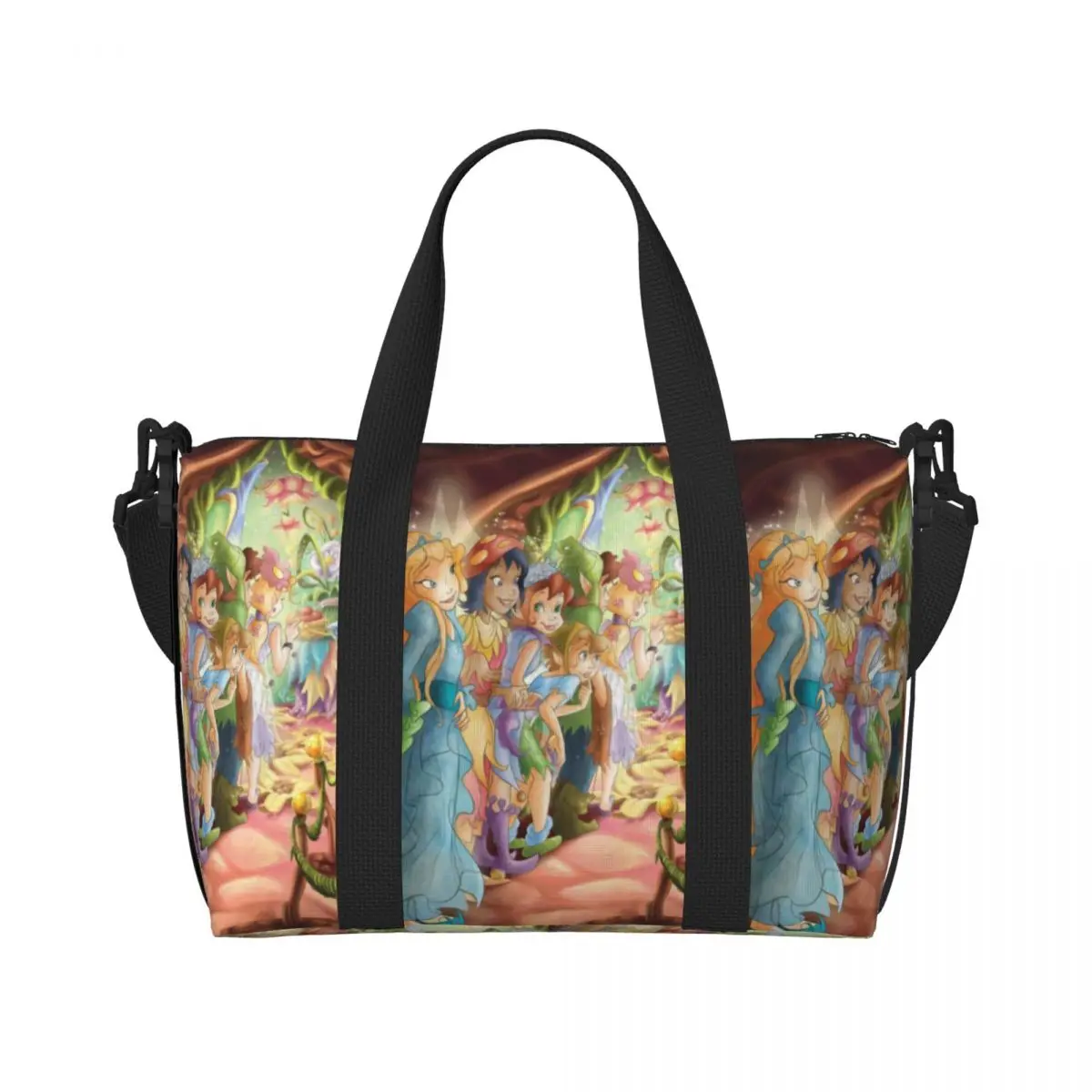 

Custom Tinkerbell Fairies Aesthetic Beach Tote Bag Women Large Compartment Beach Gym Travel Bags