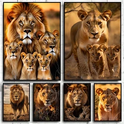 Wild Lion Family Art Posters Canvas Art Painting Lioness with Cubs Posters Lioness and Lion Lovers Wall Att Mural for Hom Decor