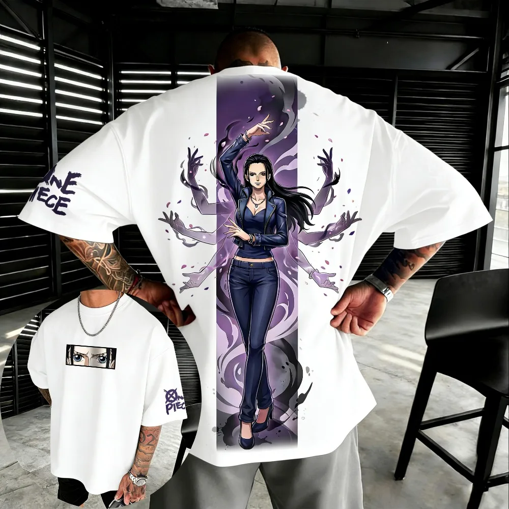 Camiseta de Algodón Unisex One Piece 2026 con Estampado de Nico Robin, Estilo Harajuku, Cuello Redondo, Holgada, Informal, Manga Corta
