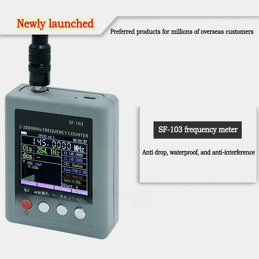 Digital Frequency Counter CTCSS/CDCSS Frequency Meter Wide Range Frequency SF-103 DMR  Signal Testable  2MHz-2800MHz