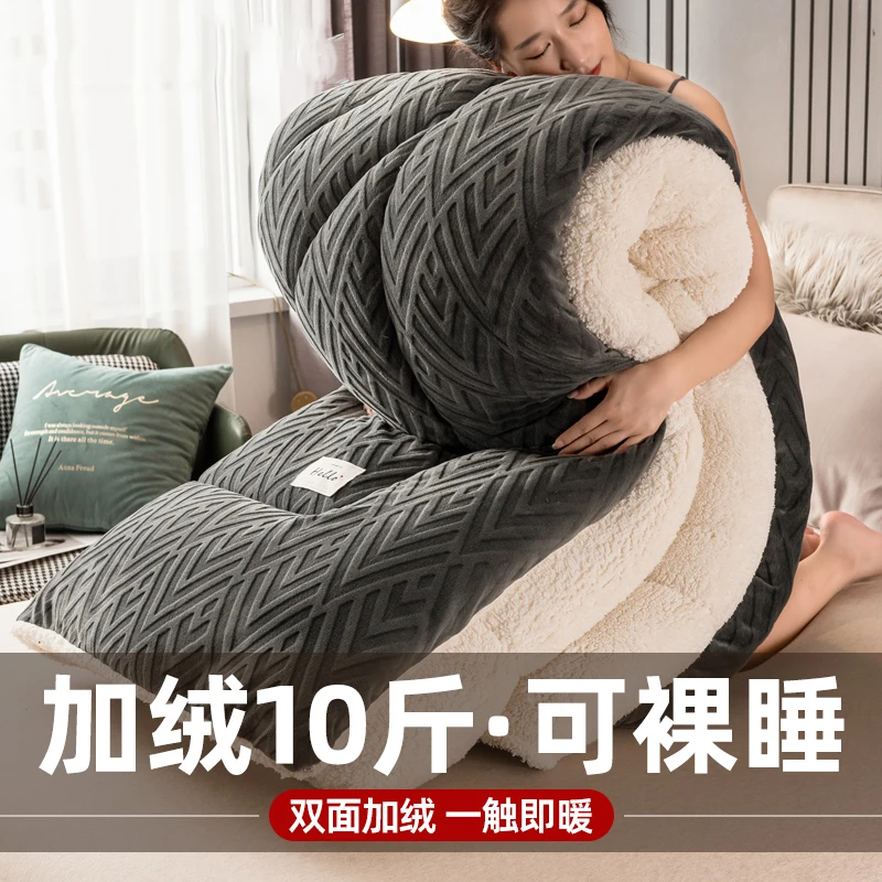 Lamb wool quilt is thickened in winter to keep warm 10 catties thick in winter student dormitory single quilts winter quilt core