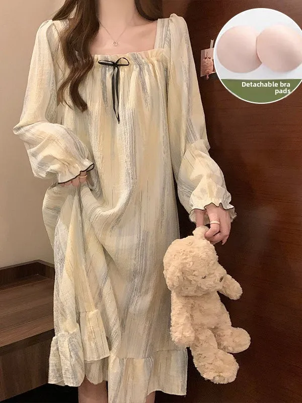 Long Sleeve Sleepwear Women's Spring Autumn Style Home Clothes Striped Design Comfortable Fabric Youth Friendly Outerwear