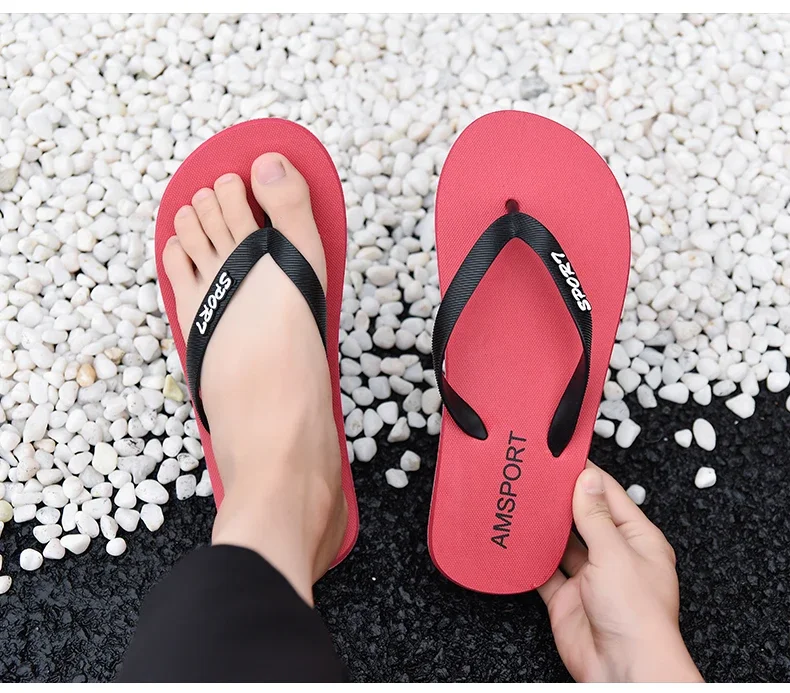 Herren Schwarze Klassische Flip-Flops Rutschfeste Strandsandalen Damen Schnelltrocknende Lässige Flache Bequeme Sommer-Zehenstegsandalen für Drinnen und Draußen – Detail 3