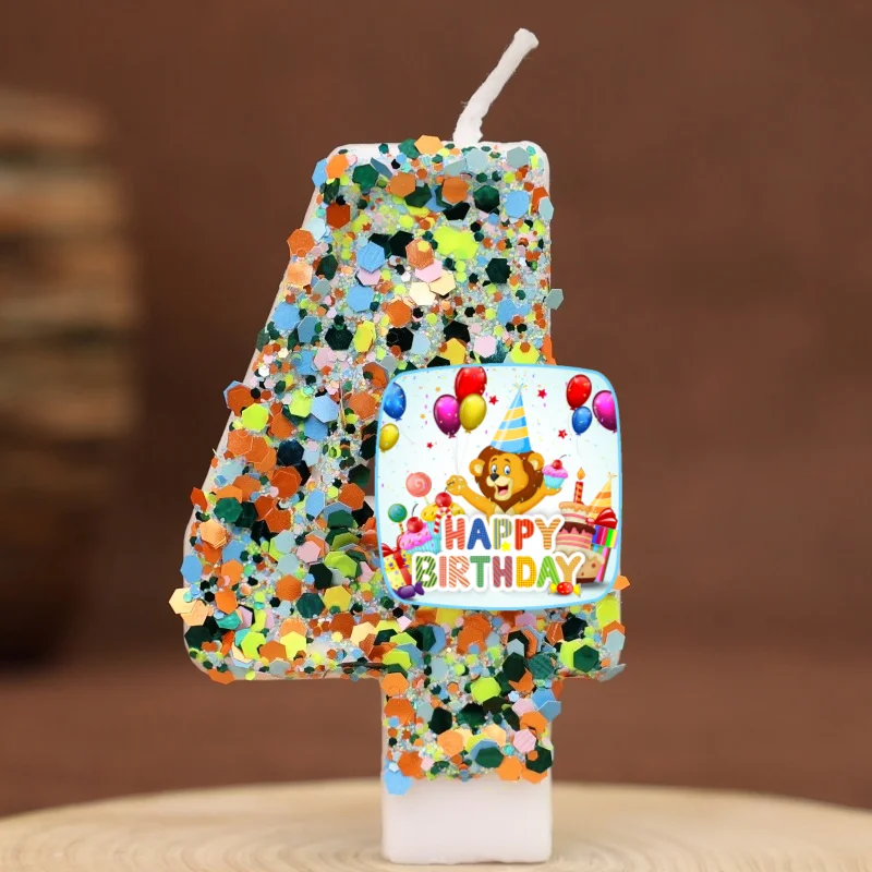 Happy Birthday Cake Topper Decorated Digital Lion Animal Candle Children's Delicate 0-9 Number Candle Party Decor Gift Boy Girl - view 4