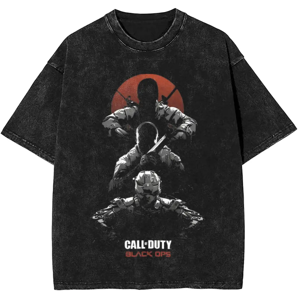 Camisetas lavadas de Triple soldado Call Of Dutys para hombres y mujeres, ropa de calle, camisetas Vintage de Hip Hop, camiseta de manga corta de gran tamaño