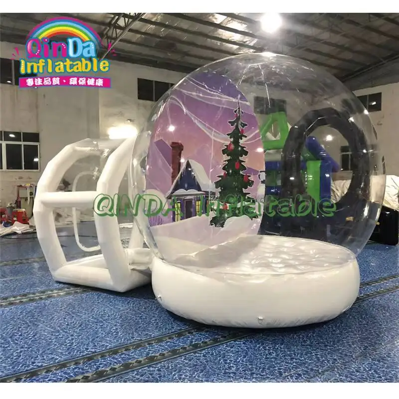 Chrsitmas Party Transparent Inflatable Dome Bubble Tents,Clear Pvc Inflatable Snow Globe With Tunnel Enter