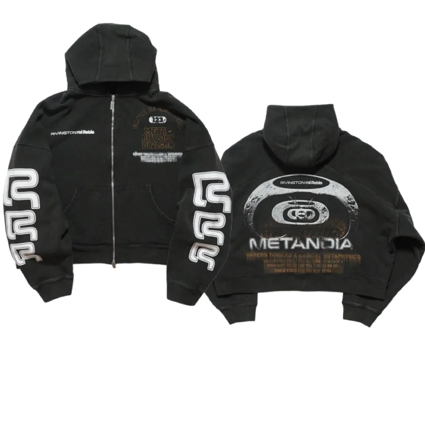 

Черный хлопковый кардиган на молнии RRR123, свитшот с длинным рукавом, худи с принтом RRR 123, повседневные пуловеры