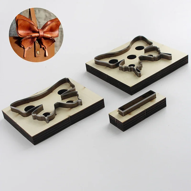 Leather Swallowtail Butterfly Template Wooden Punching Die DIY Handcraft Leather Tool Bowknot Cutting Mould For Bag Decorations