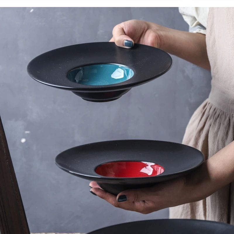 

Художественная керамическая соломенная шляпа, стейк, пены Гра, икра, бытовая посуда для мелкого супа