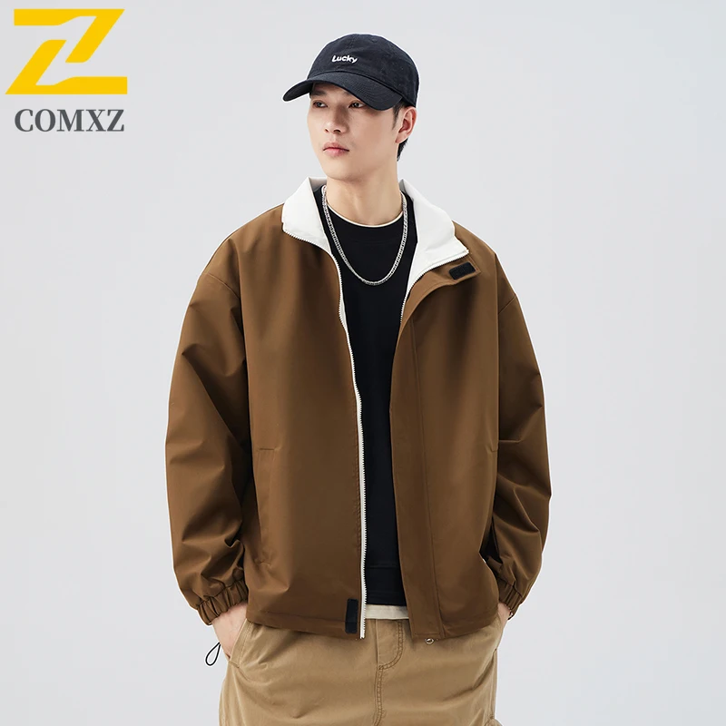 

Jacket 2025 Men's New Collarless Fashion Versatile Outerwear Waterproof Windproof Double Sided Lightweight Stormcoat Jackets