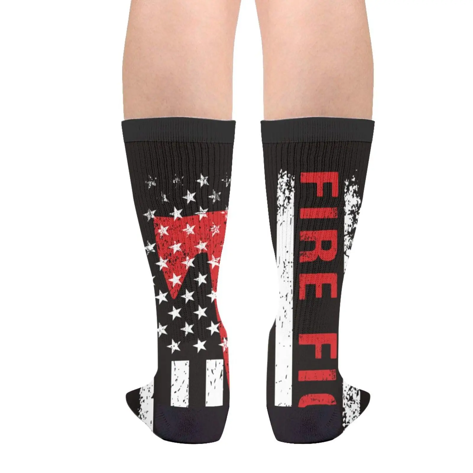 Fire Fighter Novelty Crew Socks Casual Crazy Funny Dress Socks For Women Men Teens Gift