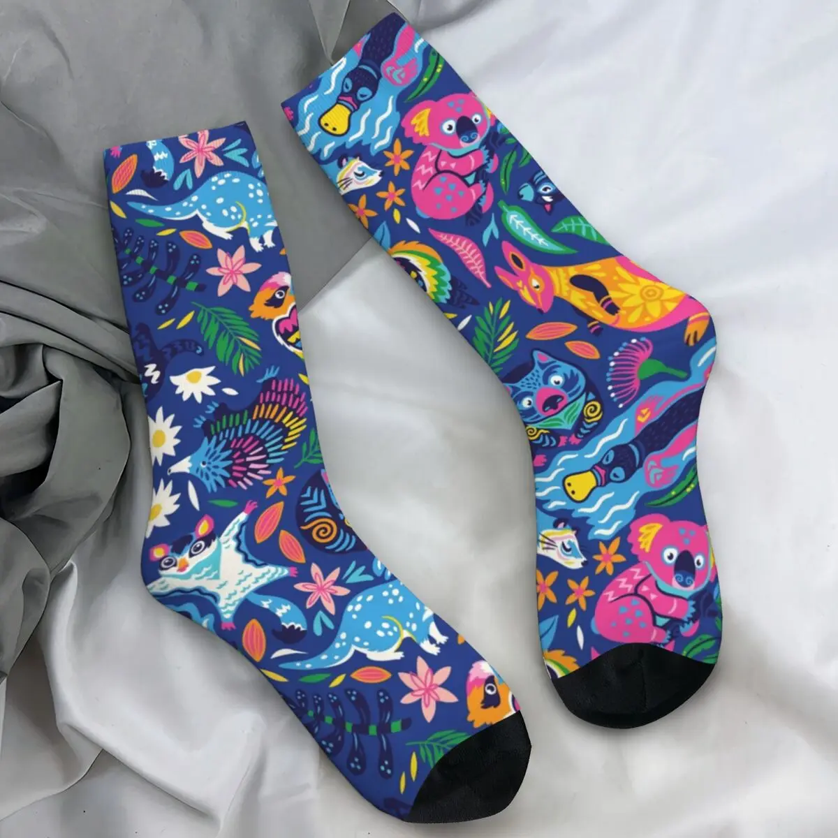 

Декоративные носки с австралийскими животными, природные чулки с героями мультфильмов, мужские спортивные носки унисекс, зимние противоскользящие носки с графическим рисунком