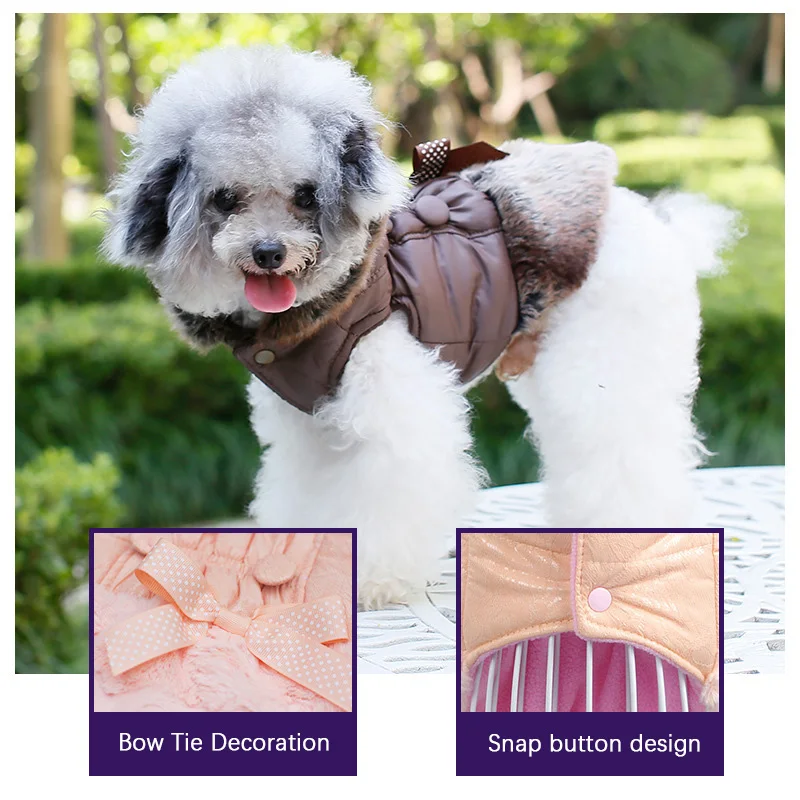 Pet winter coat thickened plus velvet pet skirt dog hooded cotton coat suitable for small and medium-sized dogs dog cotton coat