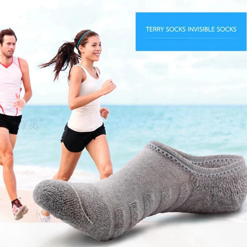 5Pairs Men Towel Bottom Boat Socks Sport Sweat Breathes Silicone Anti-Slip Invisible Socks Spring Summer New Casual Fashion Sox