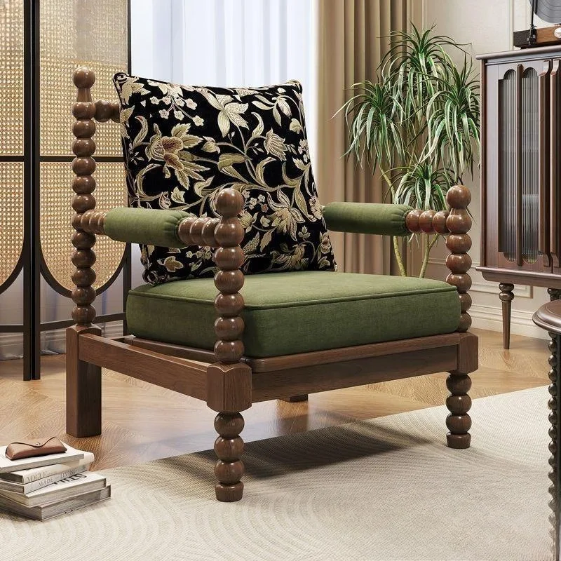 Medieval style living room chair sofa bedroom American pearl chair single retro