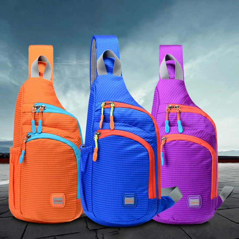 Waterproof Nylon Outdoor Sports Bag Men Women Climbing Hiking Cycling Bottle Holder Shoulder Cross Body Chest Bag