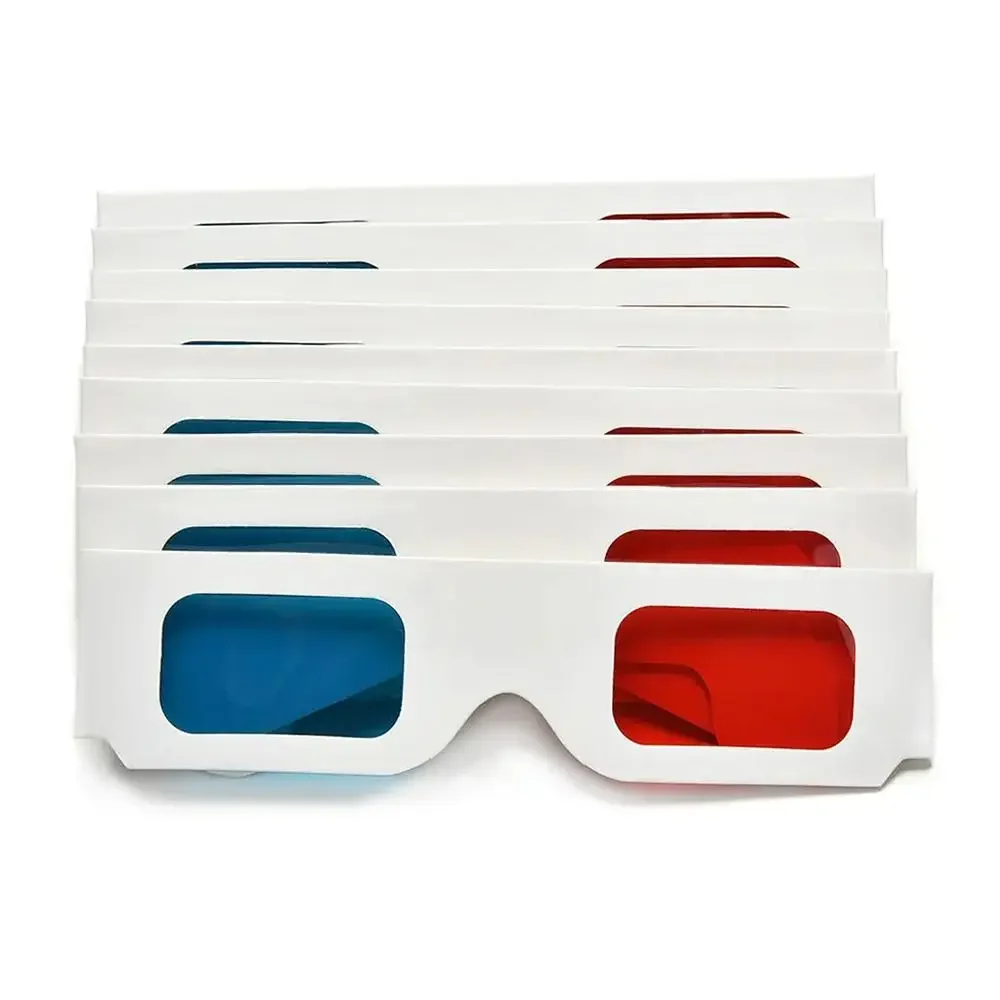 Lunettes 3D universelles en carton et en papier, portables, rouges, bleues, cyan, pour jeux vidéo, films et DVD, 1 pièce