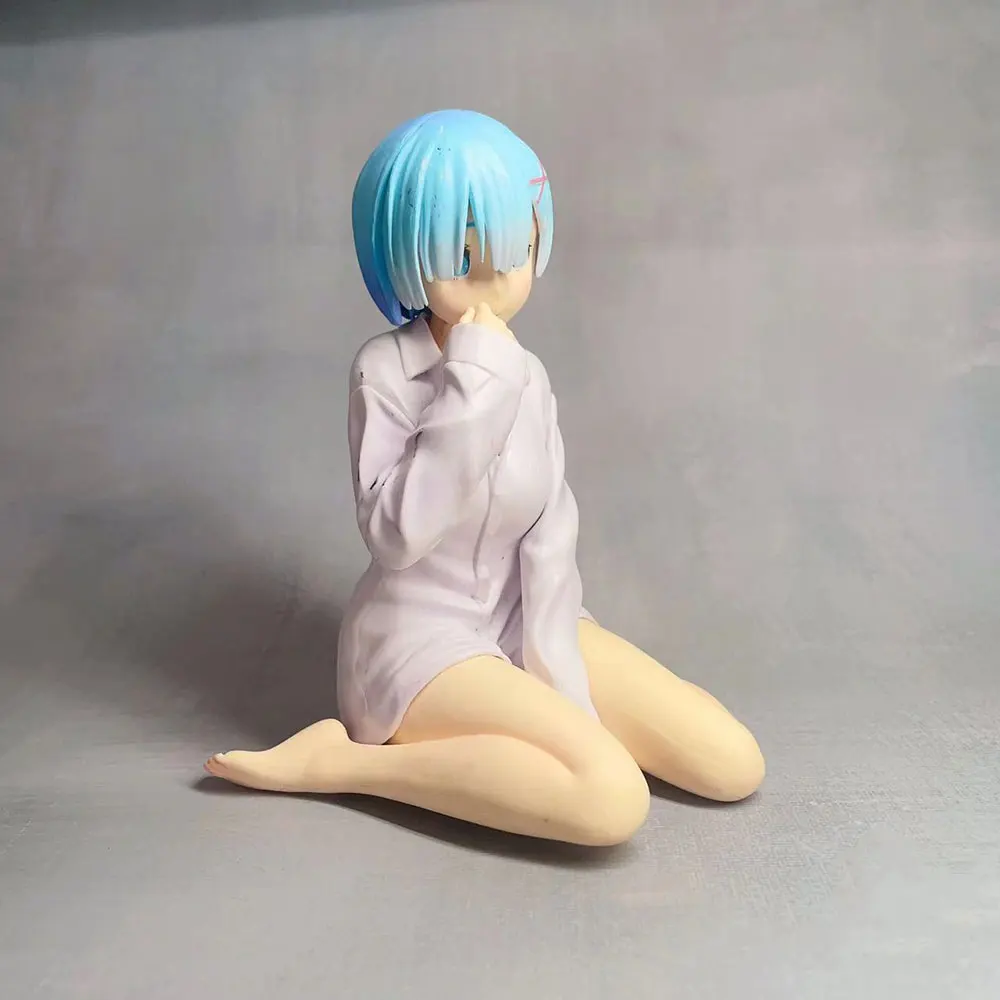 11CM Anime Life in another world from scratch Rem in white shirt sitting position anime model toys gift doll collection PVC