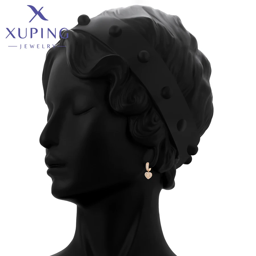 Xuping Jewelry Fashion Romantic Heart Style Goldfarbene Huggies-Ohrringe für Frauen, Freundin, Party, Geschenk, X001002627 – Detail 17