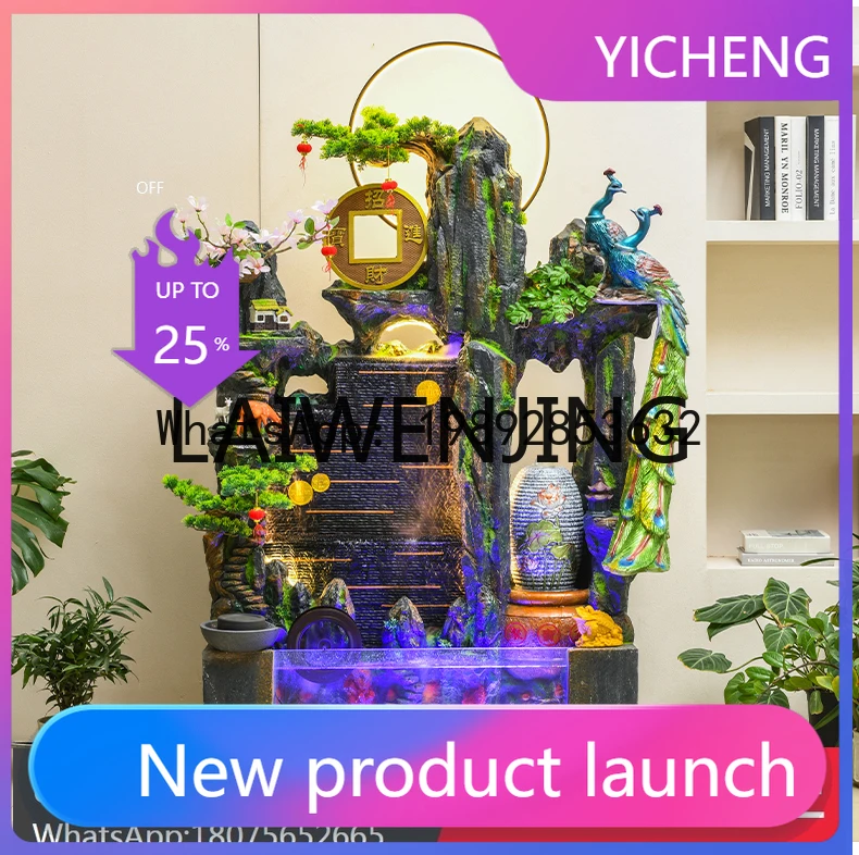 

Fish Tank Artificial Mountain and Fountain Water Curtain Wall Balcony Office Decoration