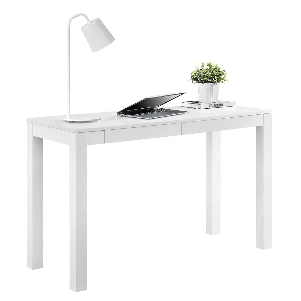 Mesa grande para computador Parsons com 2 gavetas, branca