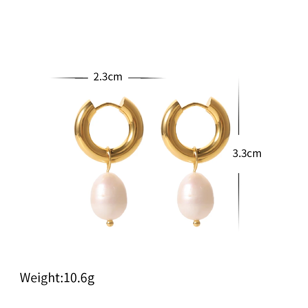 SARL i-Boucles d'oreilles goutte de perles d'eau douce, boucles d'oreilles en acier inoxydable, bijoux de haute qualité, étanches, mode classique, 03