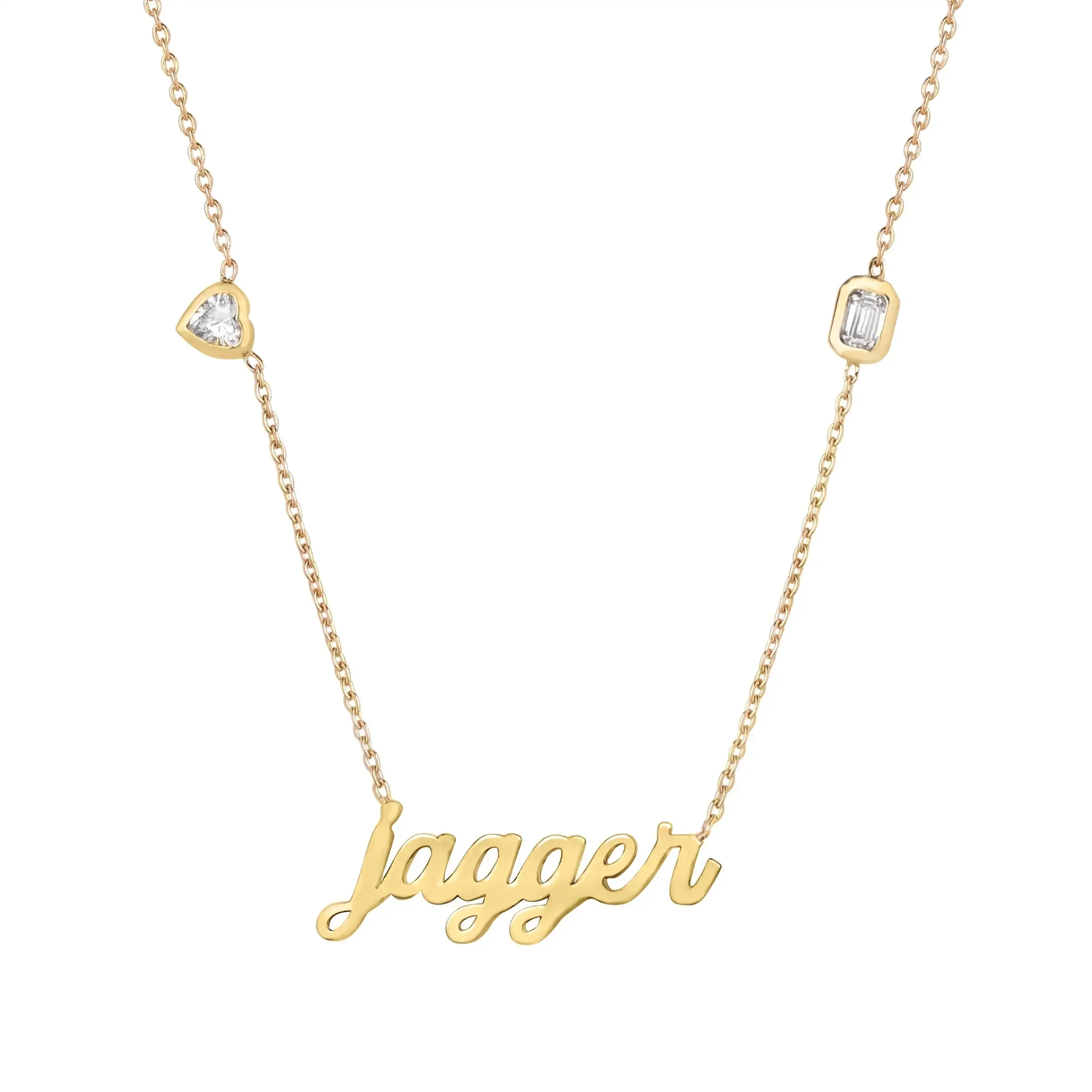

Personalized Name Necklace Accent Stones Square Zircon Small Name Necklace with Diamond Custom Christmas Jewelry for Wife Gift