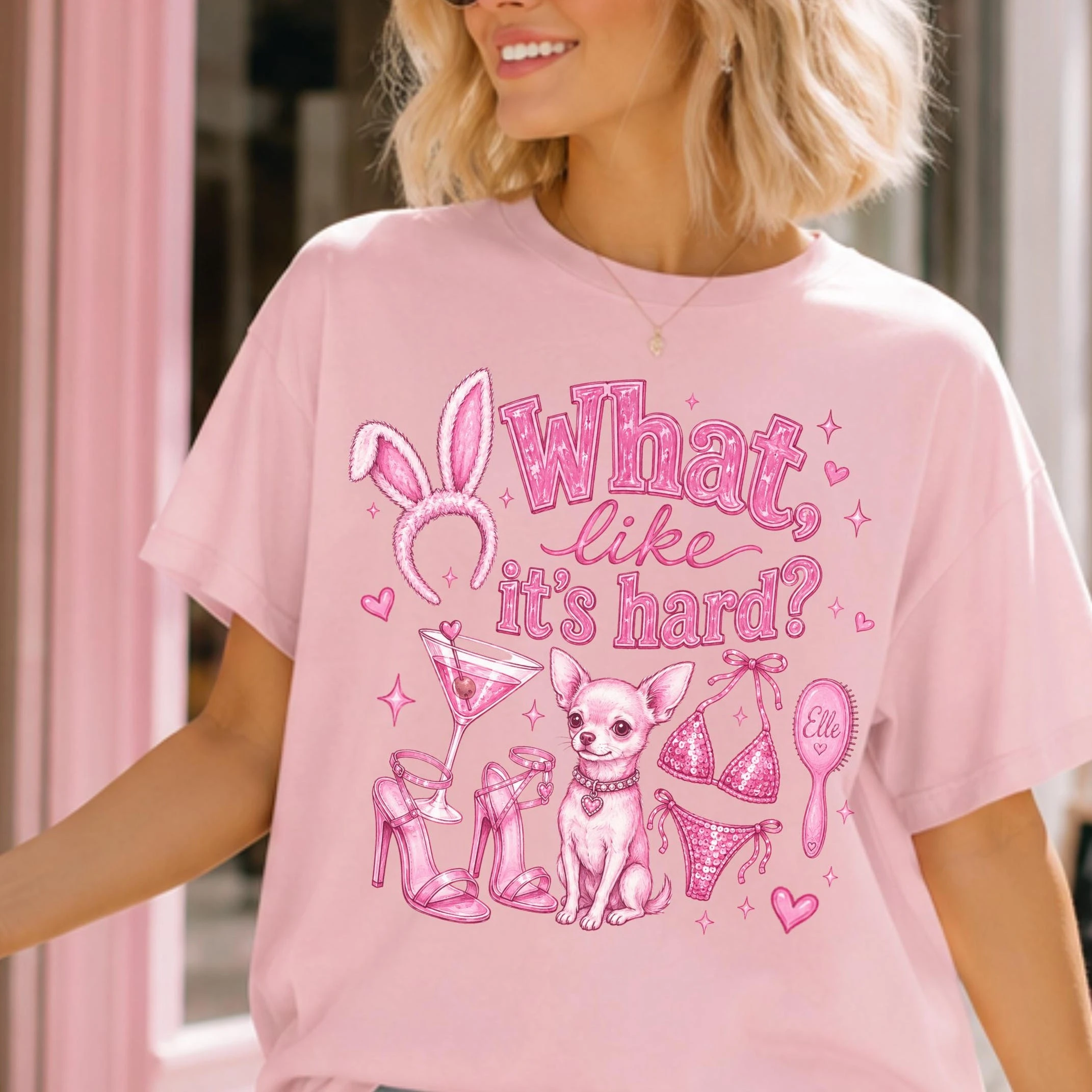 Camiseta con estampado gráfico de la serie Elle - Legally Blonde What Like It's Hard 2026, 100% algodón, para hombre y mujer, estilo Y2k, oversize, informal