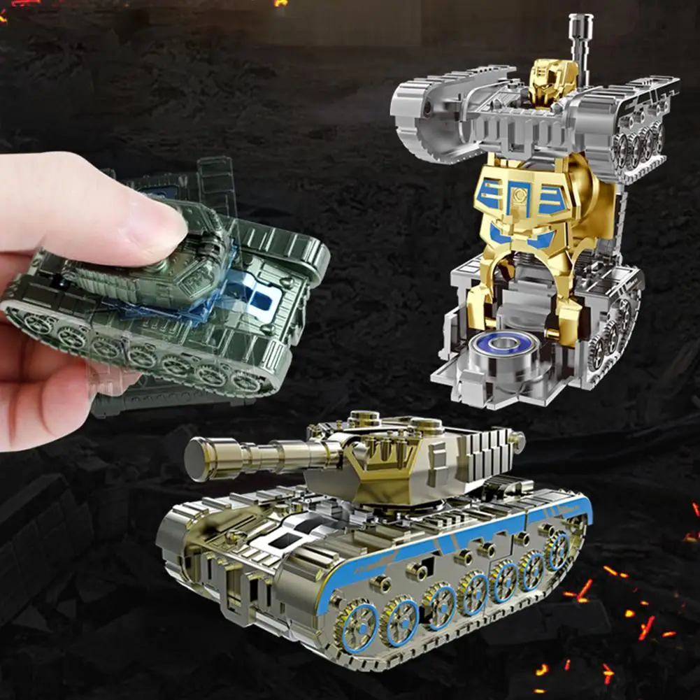 Creative Finger Fidget Rotate Gyro Deformed Tanks Robot Gyro Anxiety Relief Stress Finger Alleviate Toy Gift Rotate X0X4