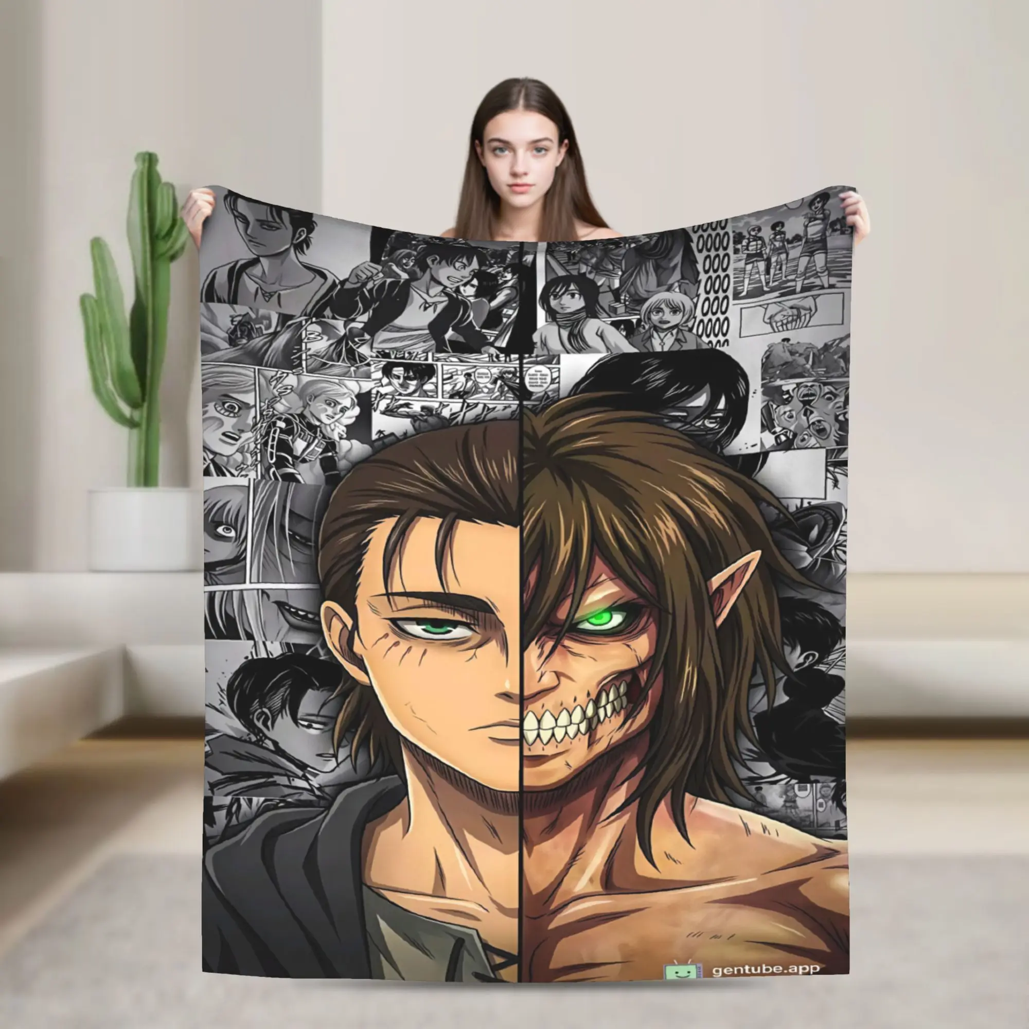 Attacks On Titans Anime Plush Blanket Boy Girl  Flannel Throw Blanket For Outdoor Soft Custom Quality Bedspread Birthday Present