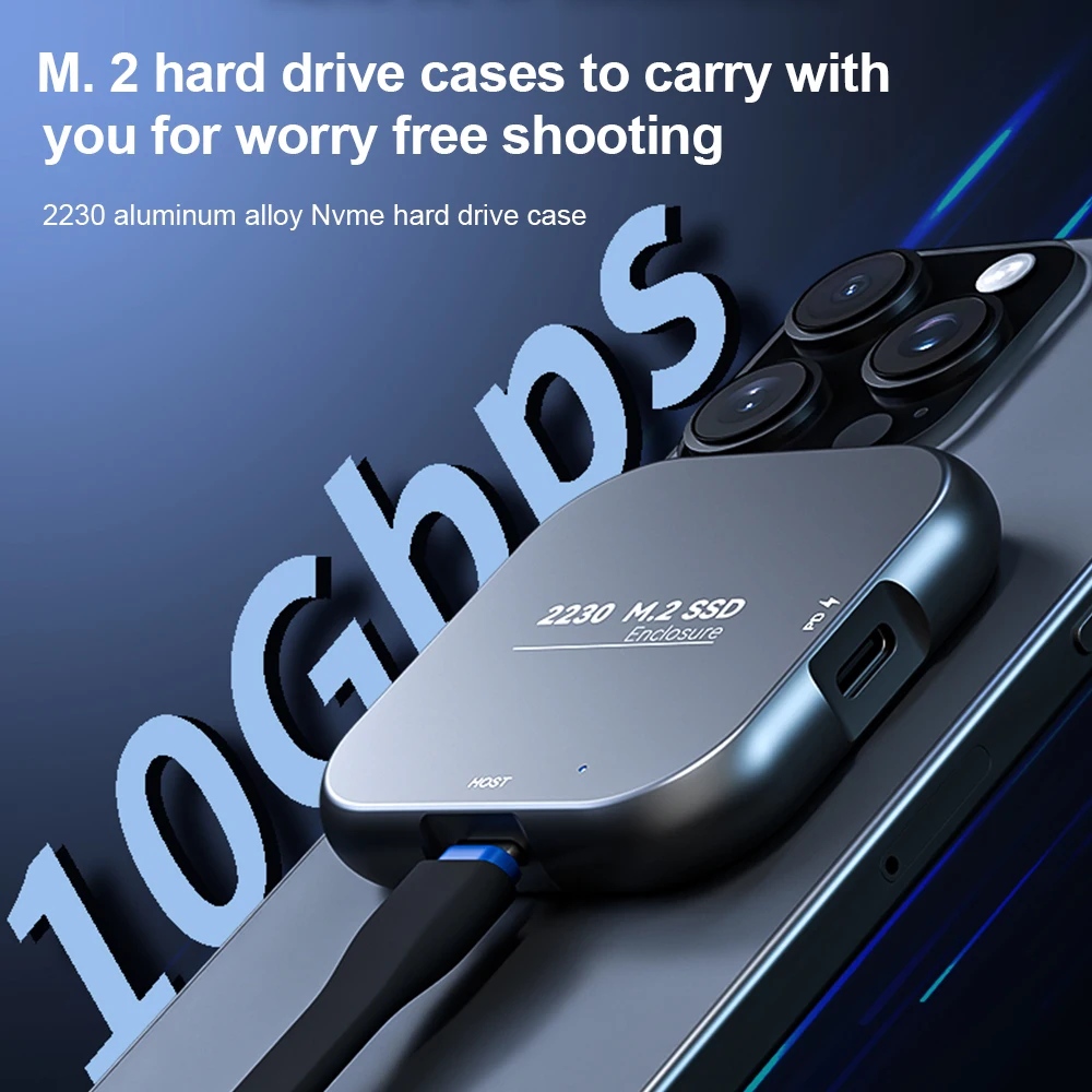 Magnetic 2230 M.2 NVMe SSD Enclosure 4K USB 3.2 Hard Drive Box USB-C for iPhone 16 15 Pro Max 10Gbps for MacBook/iPad Pro/Laptop