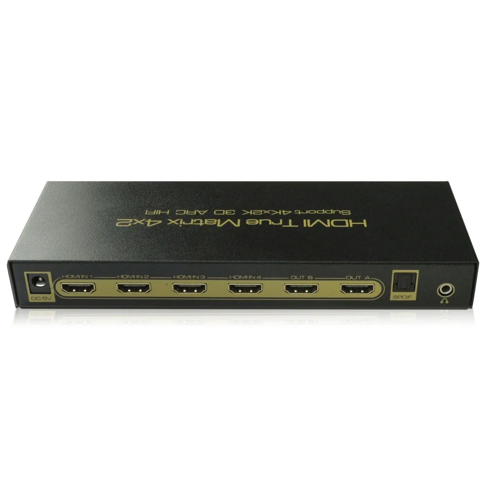 3840x2160P Video Switcher IR Control ARC 3D 1080P HIFI SPDIF Toslink 5.1 4K HDMI-compatible Matrix 4x2 Switch Splitter 4 IN 2