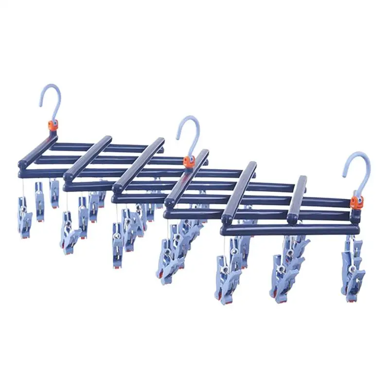 

Foldable Clothes Drying Hanger With Underwear Clips Portable Sock Hanger For Travel Outdoor Laundry Folding Laundry Hanging Rack