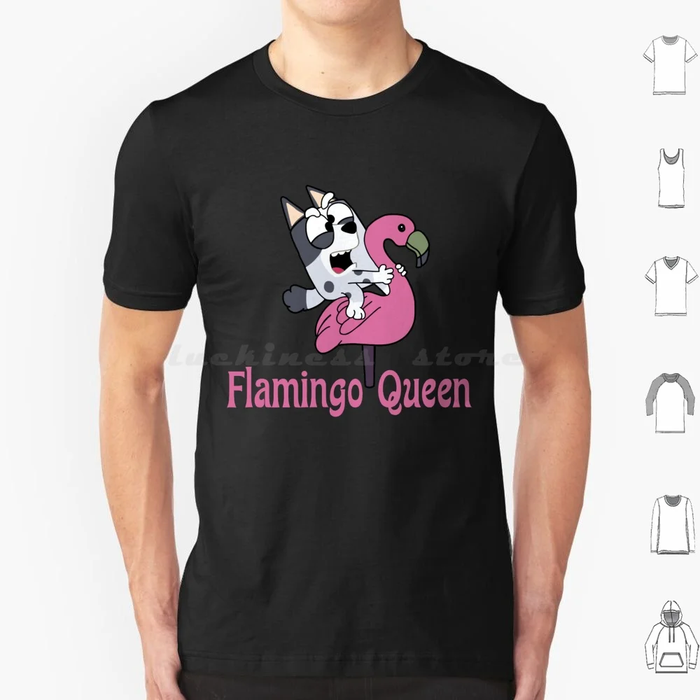 Camiseta Flamingo Queen talla grande 100% algodón unicornio papá y Bingo Bandit Heeler unicornio dibujos animados niños Blue Heeler perro unicornio