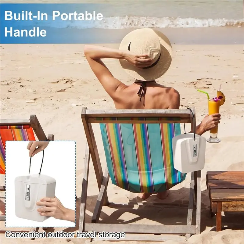 ビーチセーフチェーン-ポータブルビーチセーフ（数字付き）、ビーチキャンプ旅行用携帯電話を連結するためのパスワードセーフ