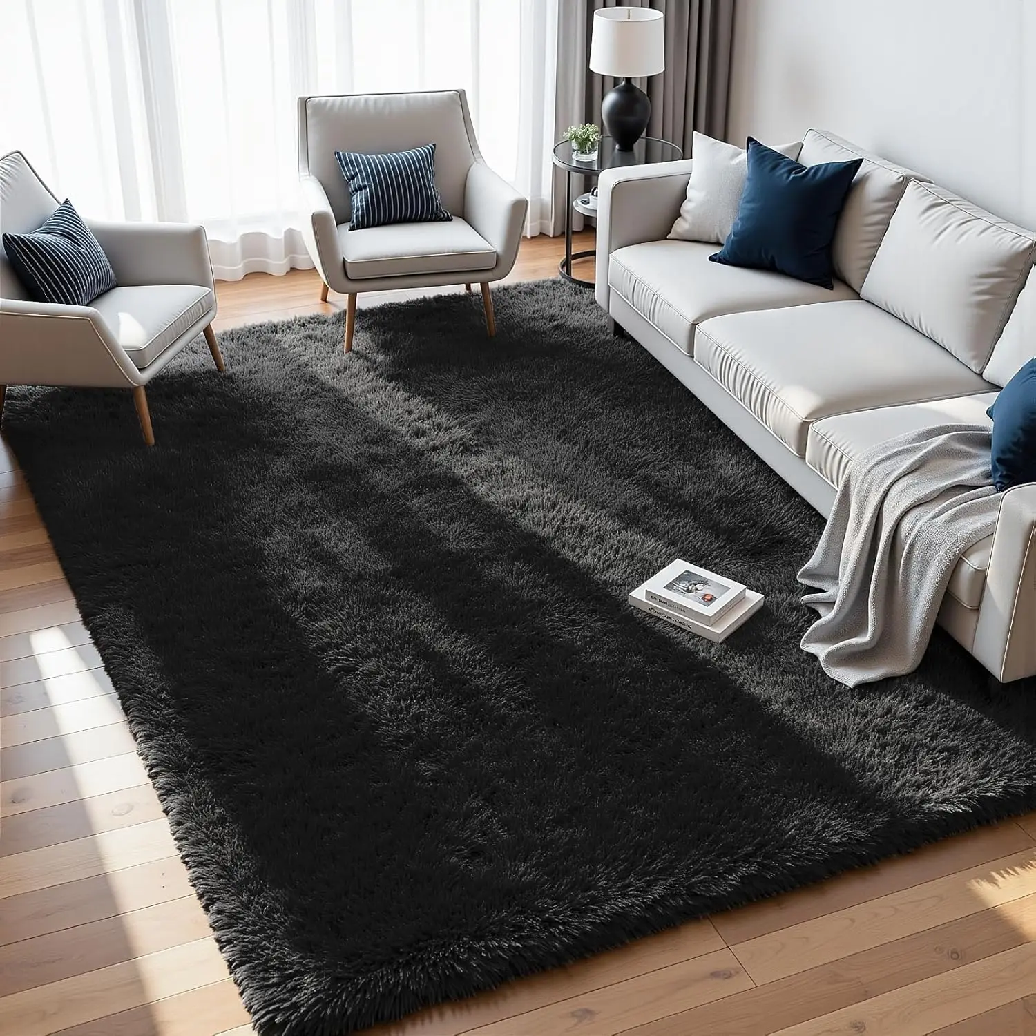 

8x10 Soft Fluffy Shag Rug for Living Room, Non-Slip Plush Carpet for Bedroom, Kids Room, Dorm, Playroom - Modern Home Decor