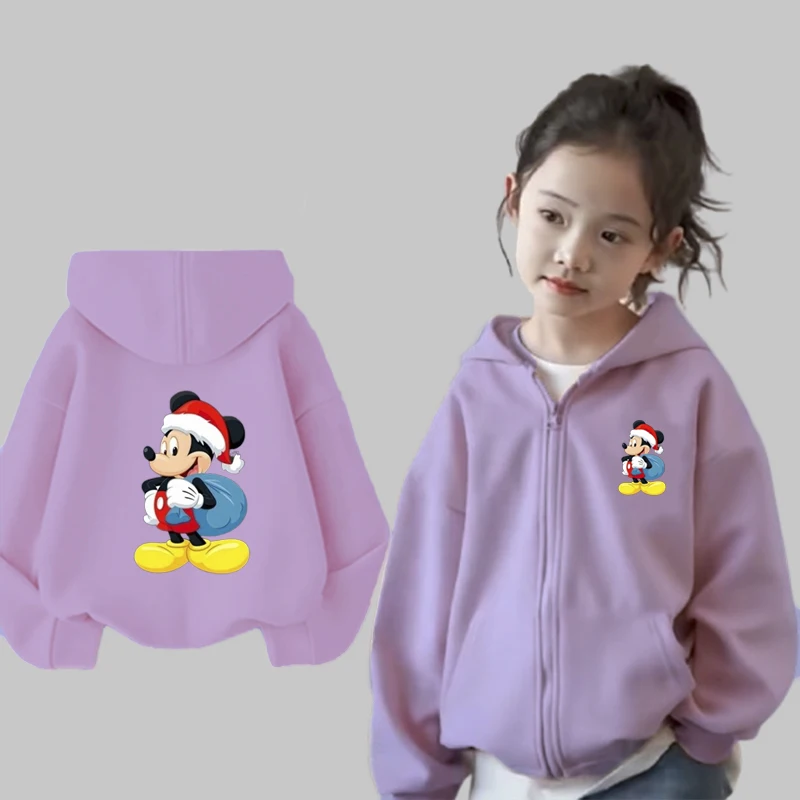 

Christmas Mickey Gift Kids Hooded Cardigan 2D Printed Boy and Girl Clothing 2-12-year-Old Girl Cute and Fun Top Street Style