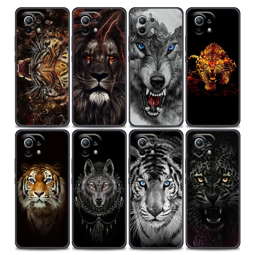 

Lion Wolf Tiger Animals For Xiaomi 11 Lite 5G NE Cases 11T 12 Lite 12t 13 13T Pro Poco X3 NFC F3 M3 M4 X4 F5 X5 Pro Black Covers