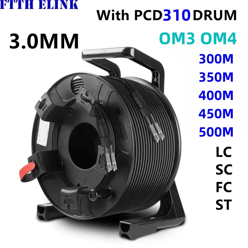 2 core OM3 TPU Armored fiber patch cord 300m350m400m500m with PCD310 2C SC LC FC ST Multimode optical 2 fibre jumper outdoor