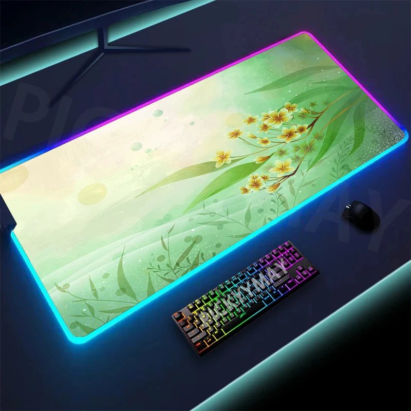 Flower Design Large RGB Mouse Pad XXL Gaming Mousepad LED Mouse Mat Gamer Mousepads Luminous Table Mats Desk Pads With Backlit