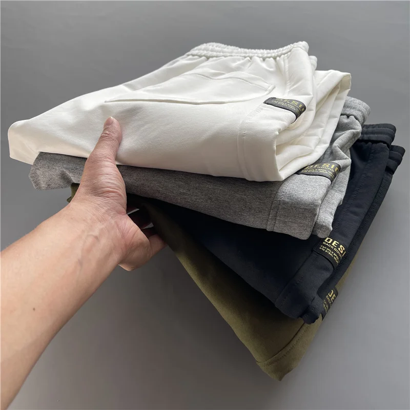 

Heavyweight Cotton Silk Fabric Men's Elastic Waist Straight Leg Joggers Trendy Autumn New Sle Youthful Vitali All Seasons