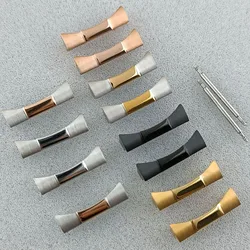 Two 20mm/21mm curved end links are used for seamless connection of underwater watch straps  rubber leather strap