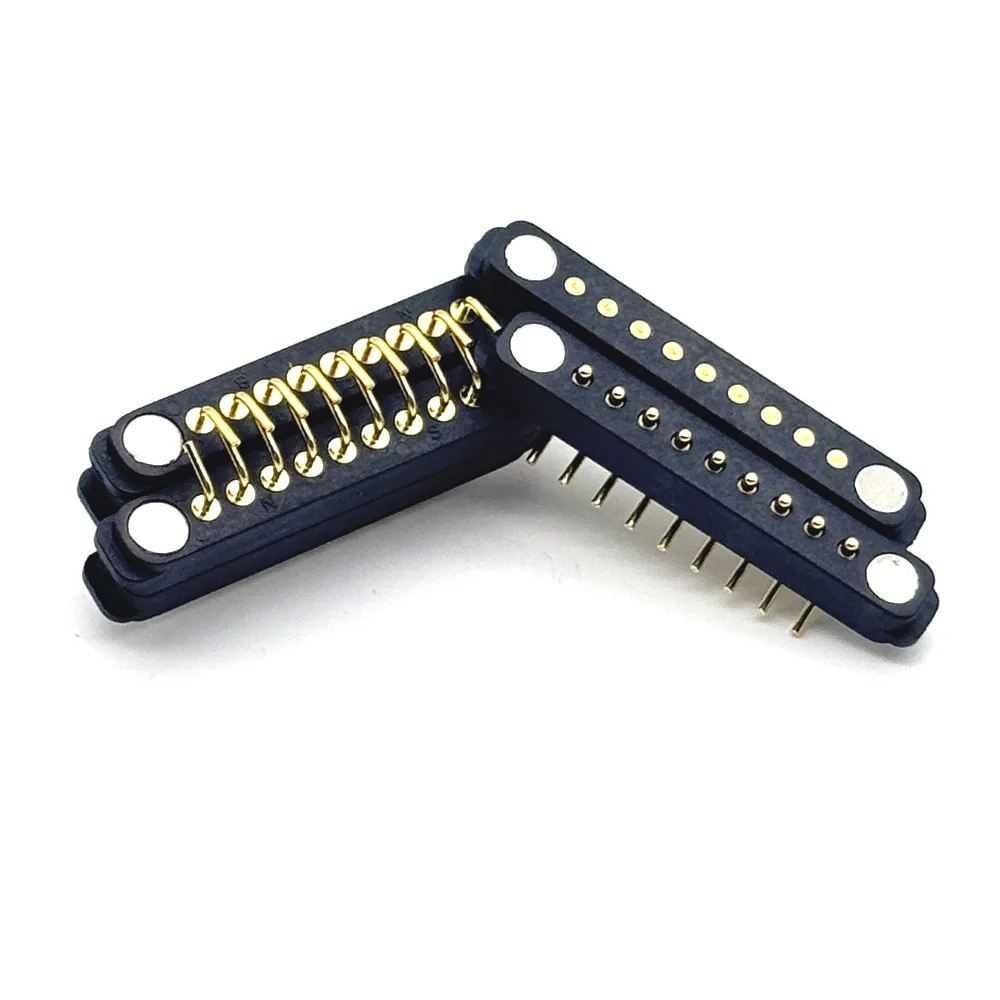 10Sets With ears Waterproof Magnetic Pogo Pin Connector Spring Loaded Male Female Curved Needle DC Signal Transmission Charging