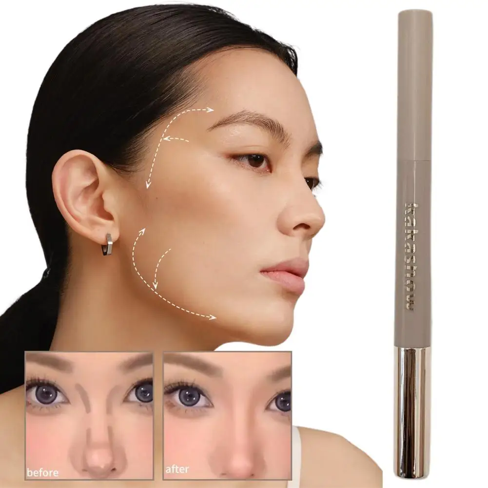 2026 New Nose Shadow Contour Pen With Sumdge Brush Naturally 3D And Brightening Contouring Stick Cream-Textured Nose Shadow Pen image 4