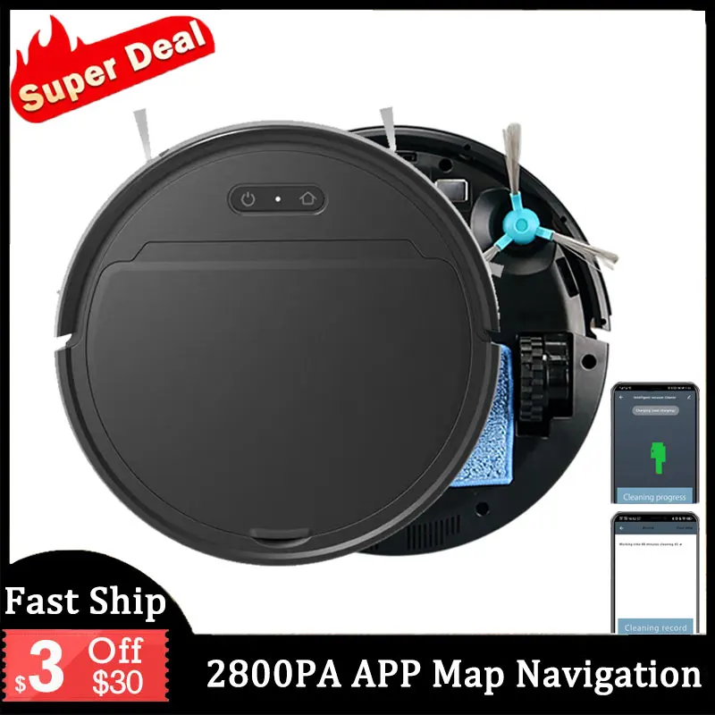 

2800PA Vacuum Cleaner Robot Smart Visual navigation APP Wireless Floor Sweeping Draw Cleaning Area On Map Vacuum Cleaner Robot