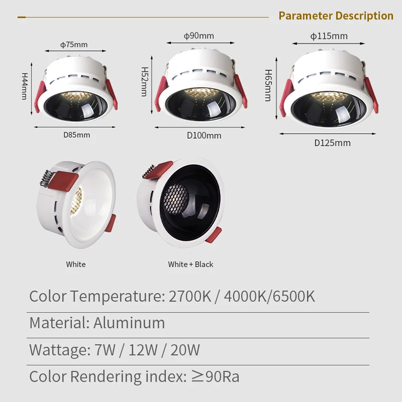 LED Smart Downlight Tuya APP Control Runde Scheinwerfer Smart Home WiFi Dimmen Decke Indoor lichter 7W/12W zigbee Spot Lampe