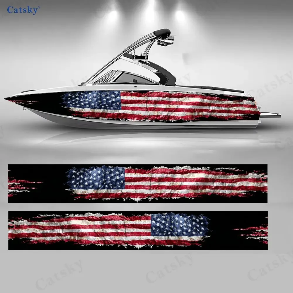 2Pcs Boat Stickers, PVC Waterproof Durable Vinyl Wrap Decals for Fishing Boats, Durable and Stylish Design
